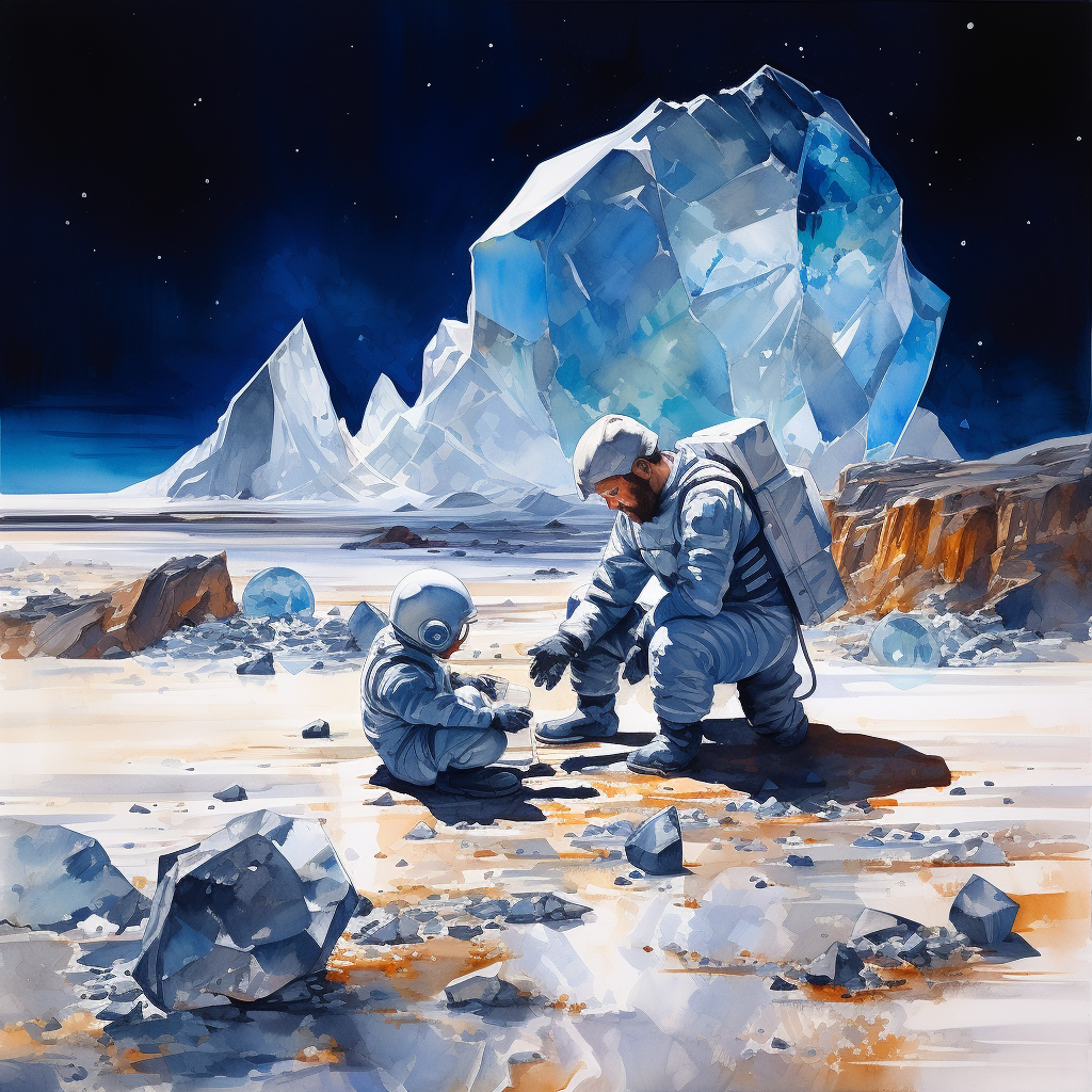 Father and Son Exploring Astralor's Crystalline Deserts