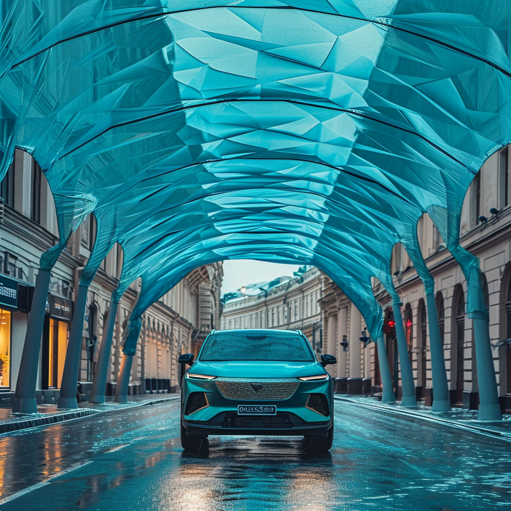 CS35PLUS Car on Moscow Street under Blue Dome