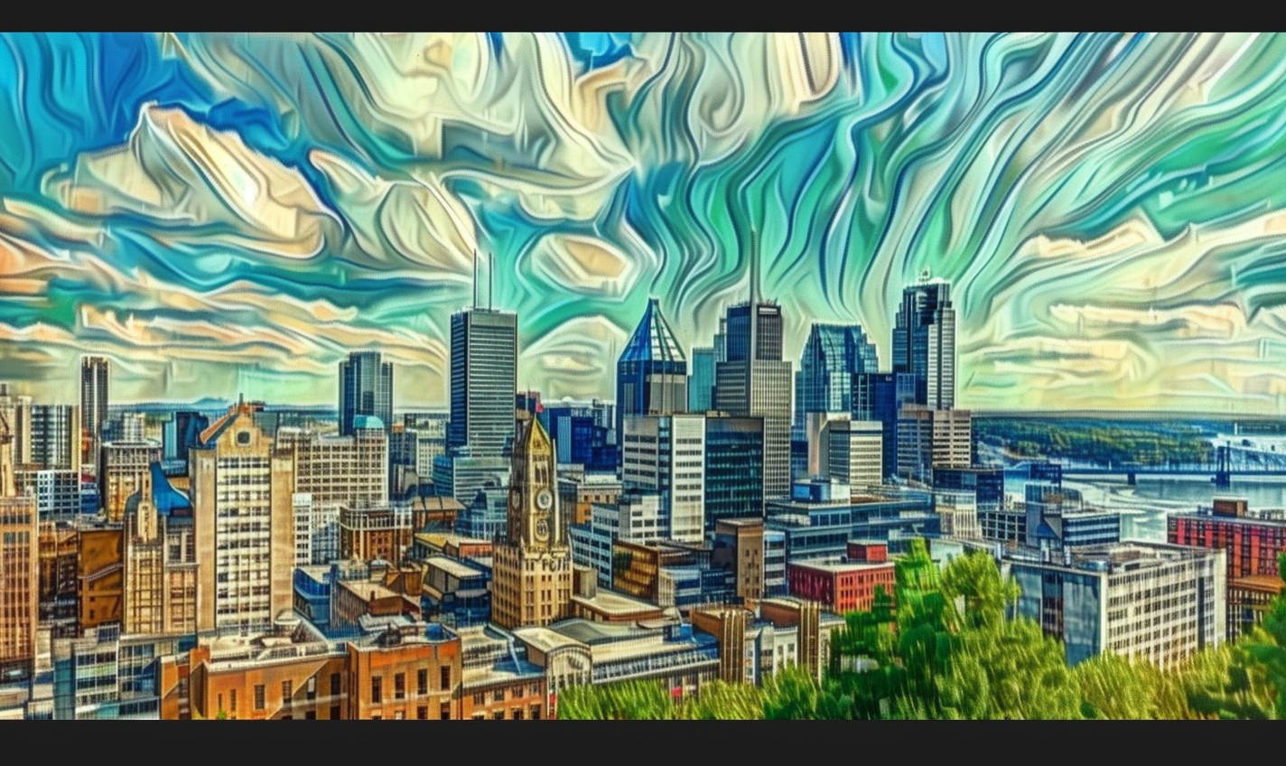 Cubism painting of Montreal city