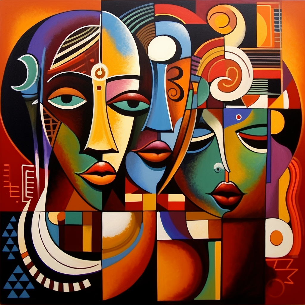 Abstract African art inspired by Cubism