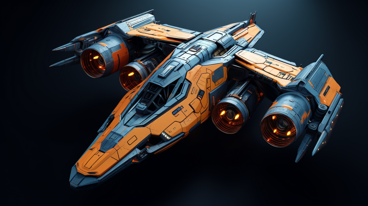 Futuristic cubism spaceship in 3D rendering