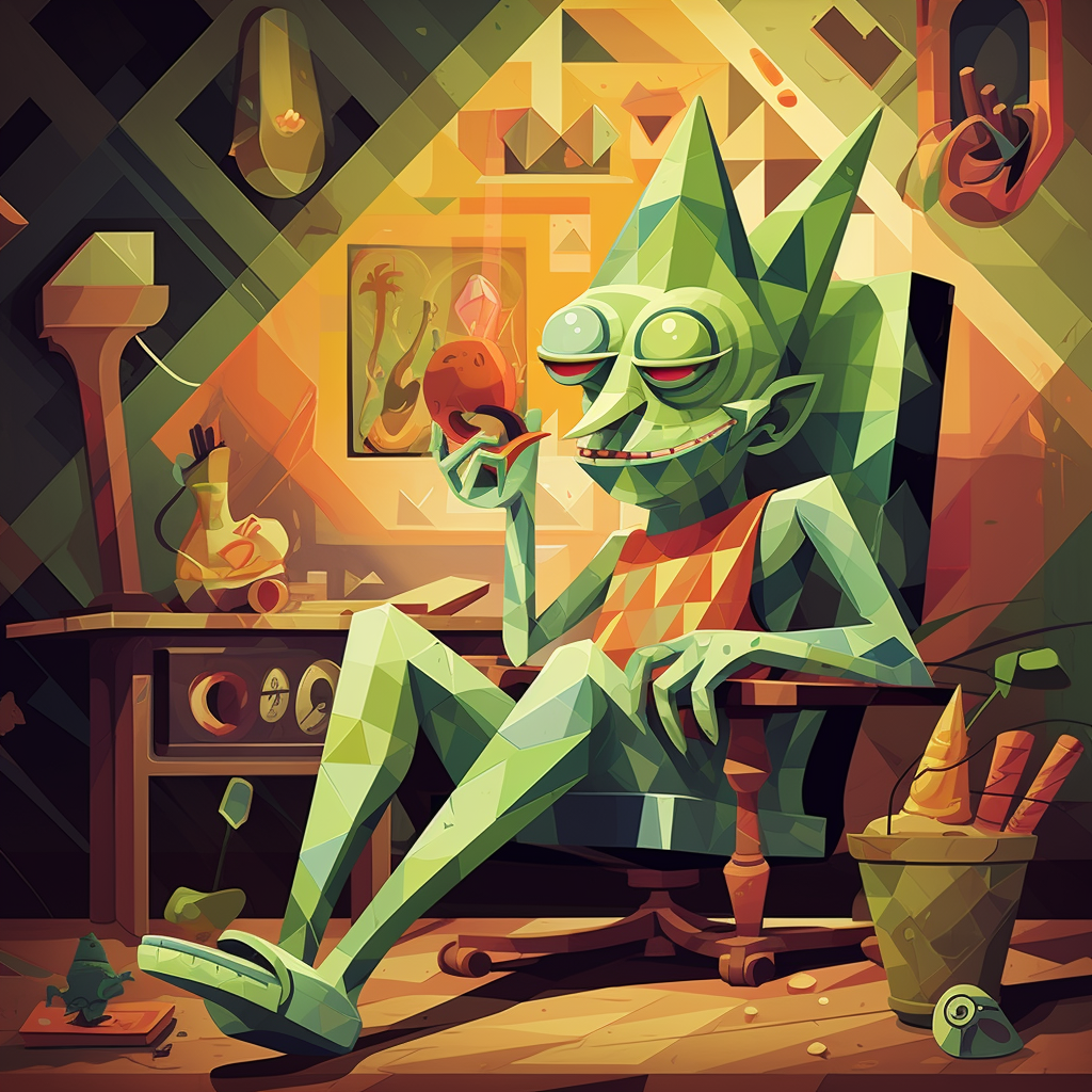 Cubist Stoner Creature Having Fun