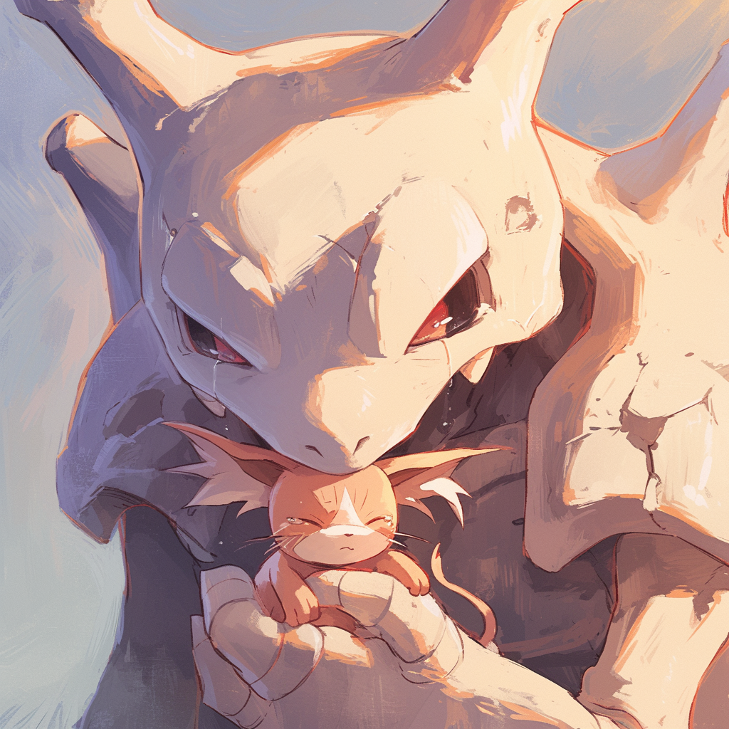 Cubone crying with mom Pokemon