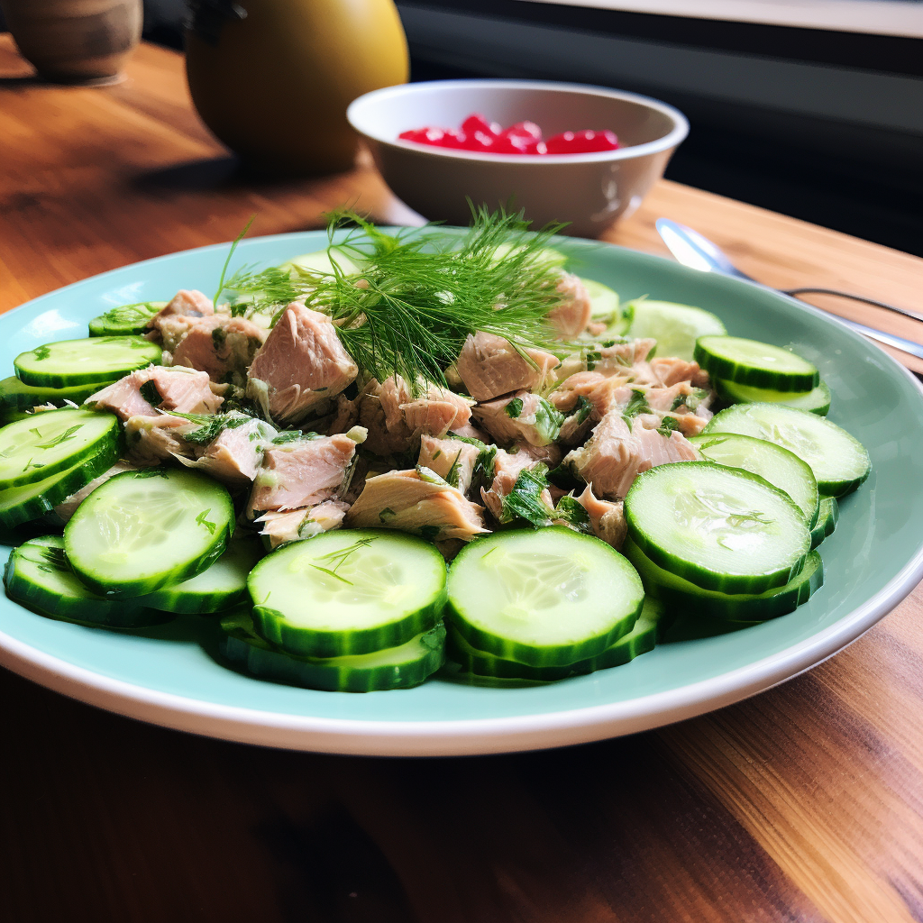 Refreshing cucumber and tuna salad