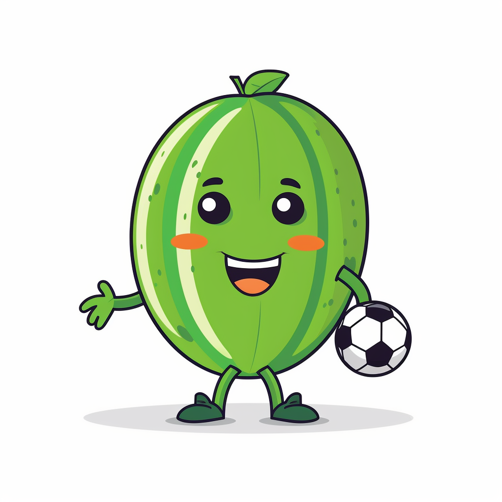 Cucumber Mascot Playing Football