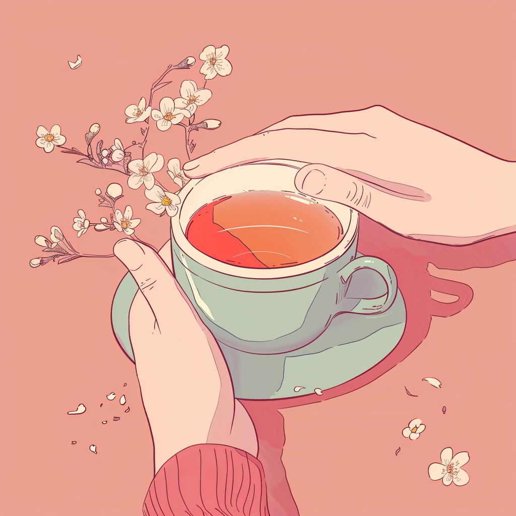 Cute Cartoon Hand Holding Tea