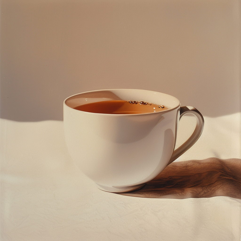 Cup of tea on plain background