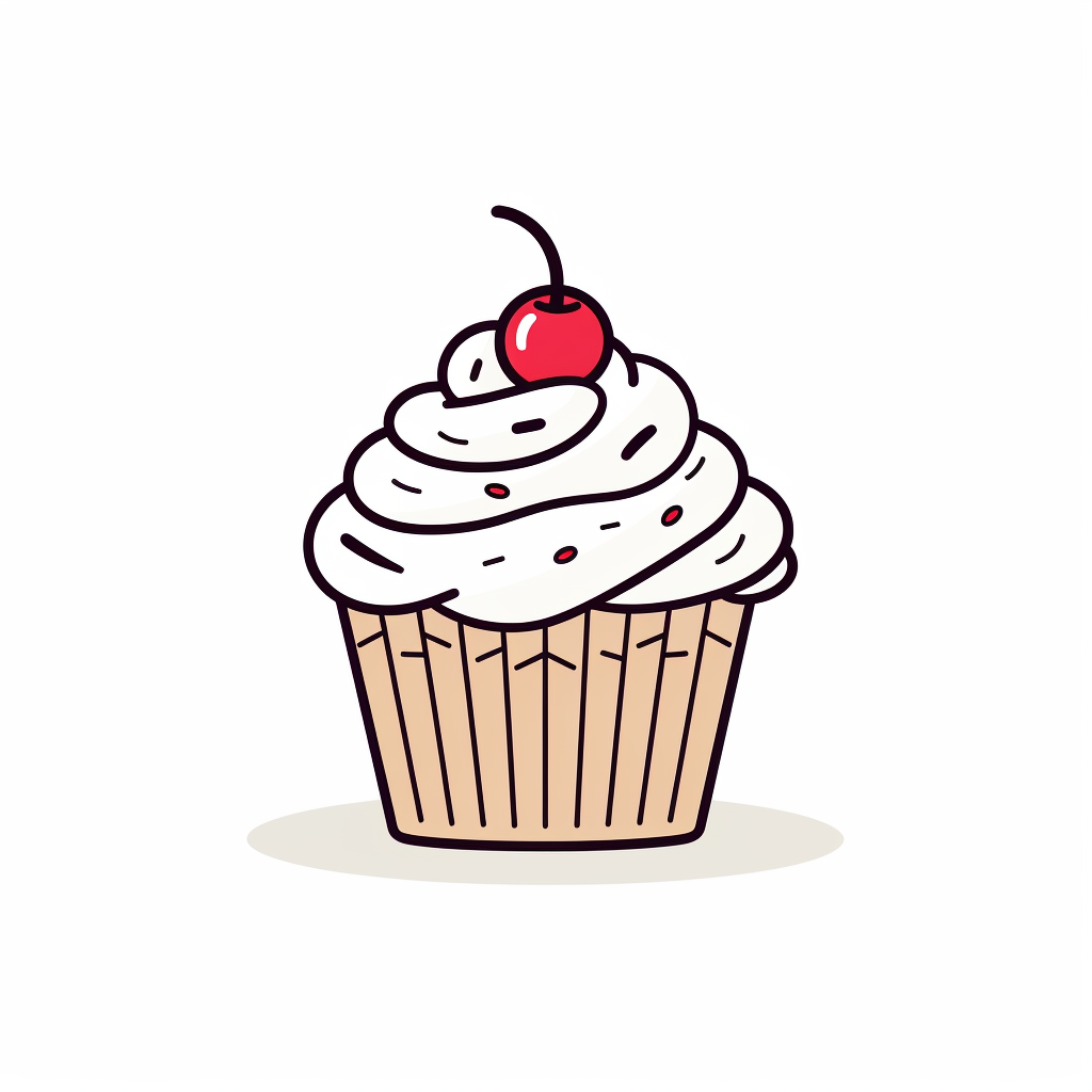 Cupcake line art on white background