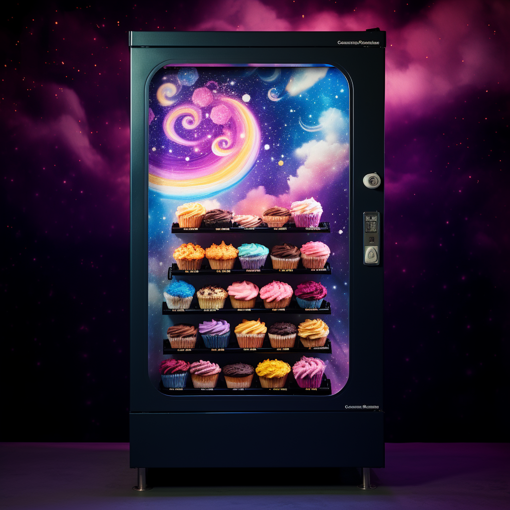 Yummy cupcake vending machine at night