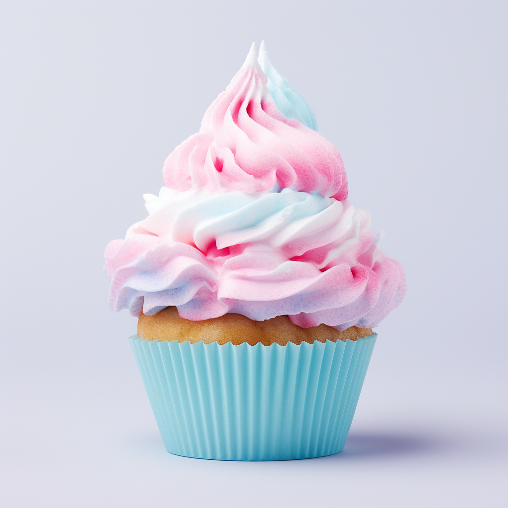 Cupcake with fluffy cotton candy topping