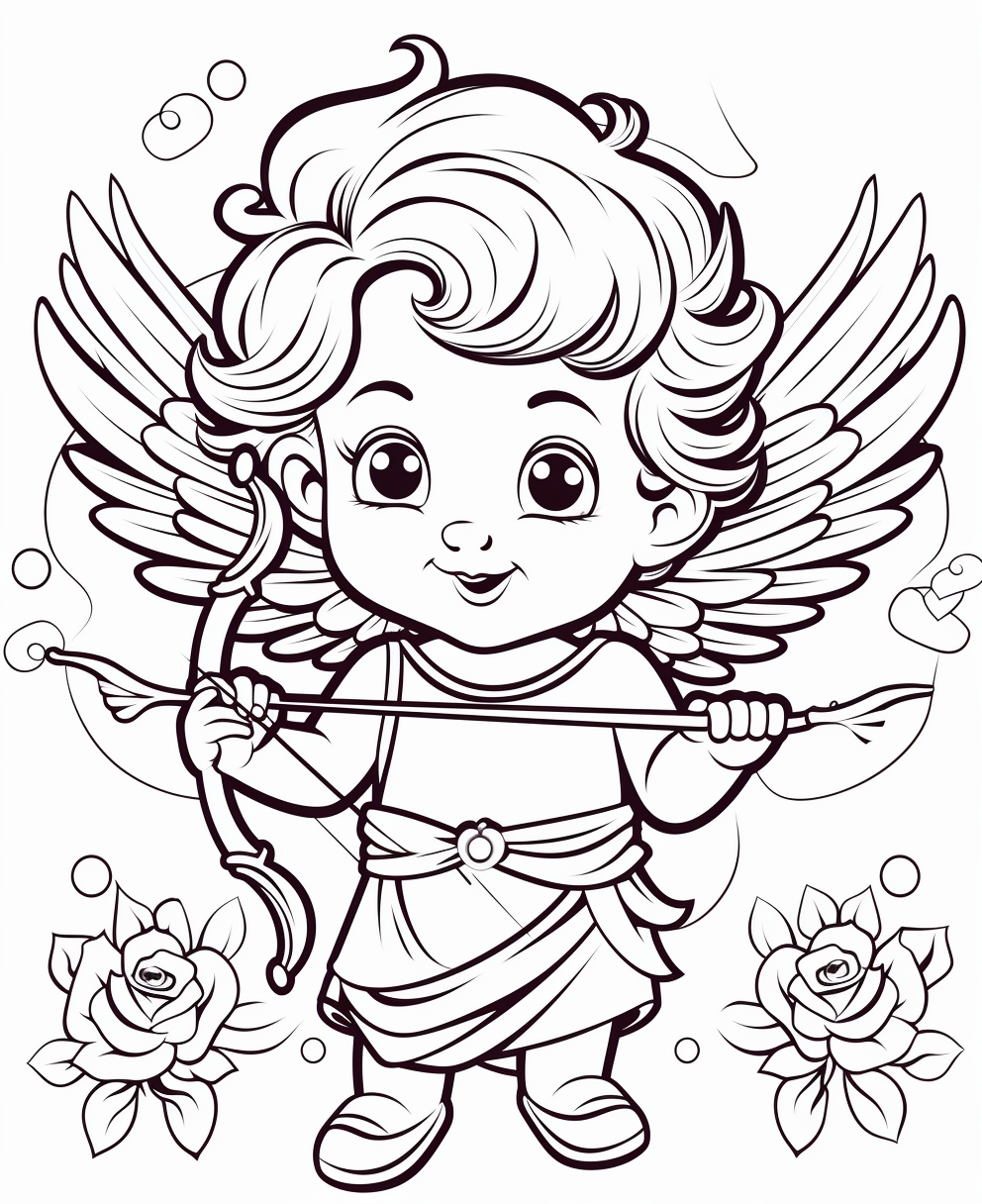 Cupid with bow and arrows cartoon