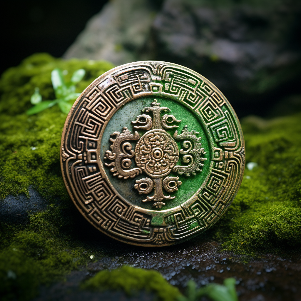 Jade coin with intricate design