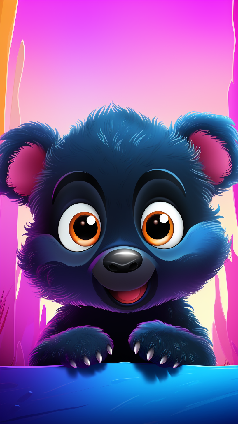 Curious cute little black bear cartoon