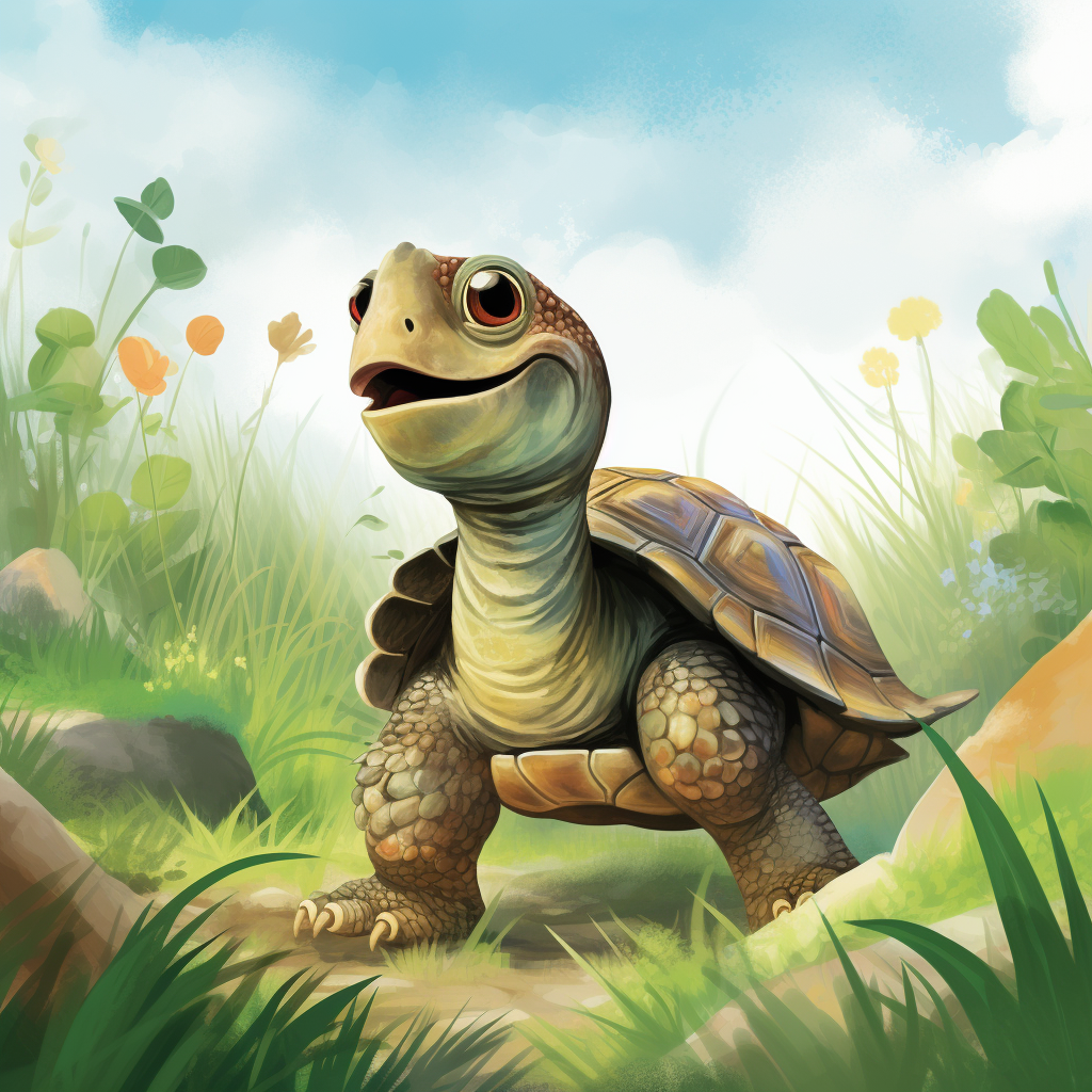 Friendly and Curious Turtle Illustration