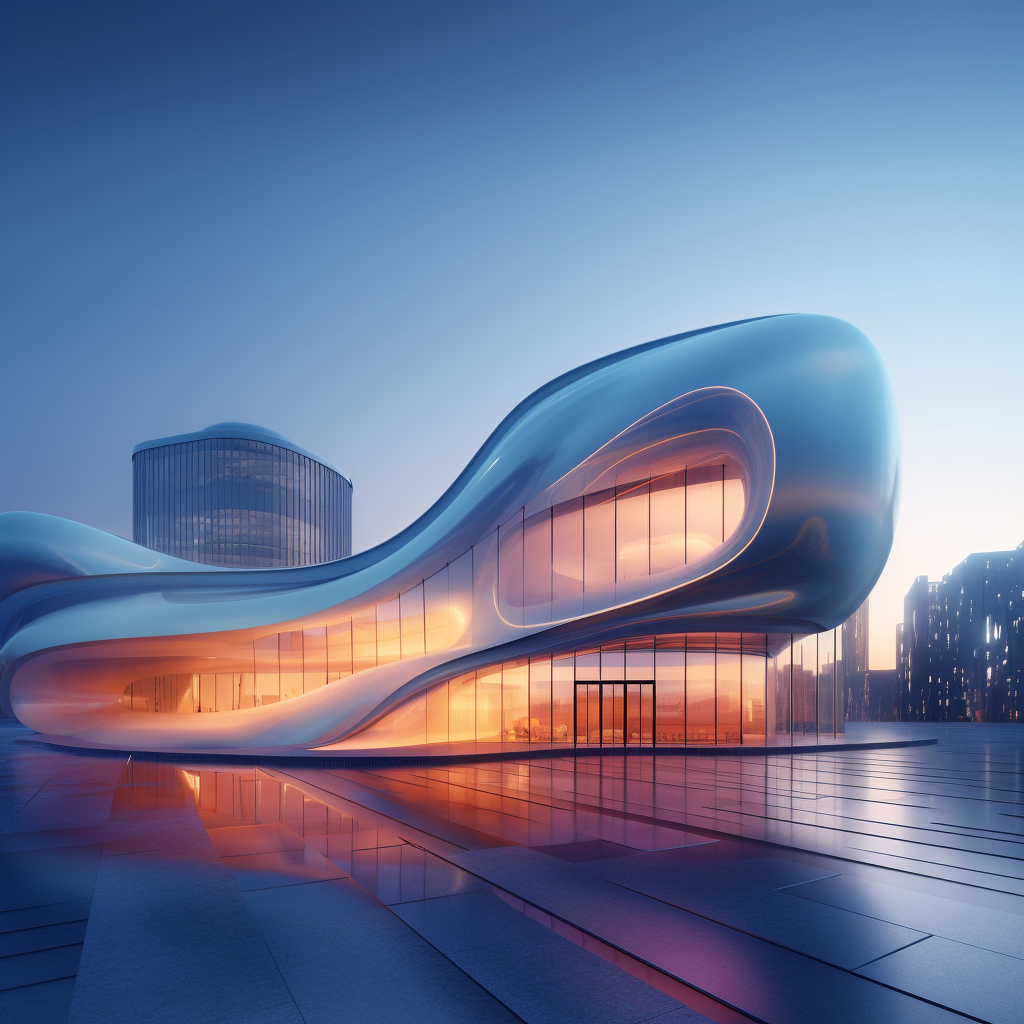 Curved building with futuristic design