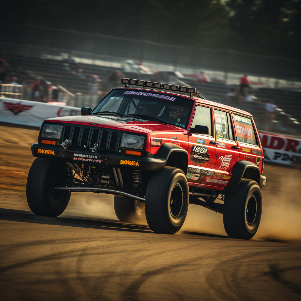 Custom Jeep Cherokee XJ Racing on NASCAR Circuit