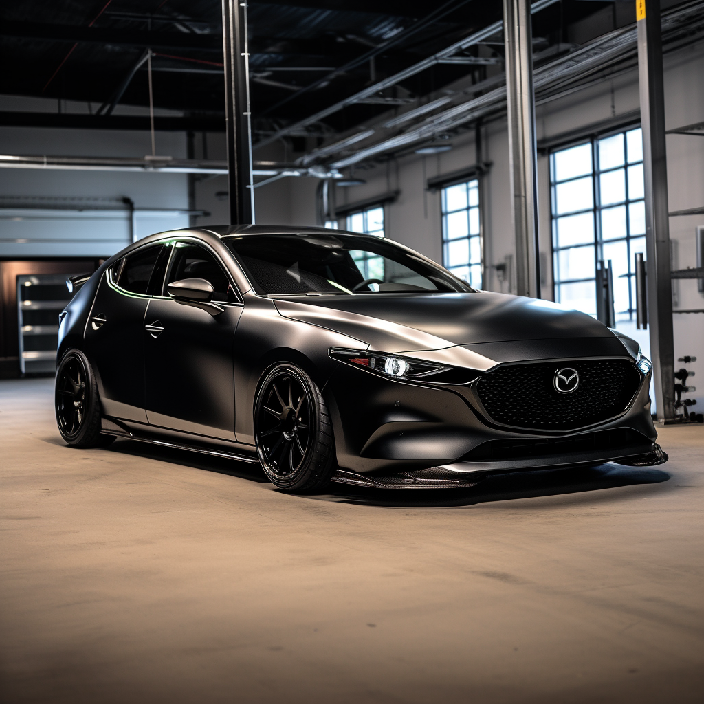 Satin black Mazda 3 hatchback 2020