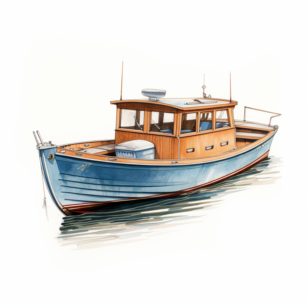 Hand drawing of custom Caroline boat