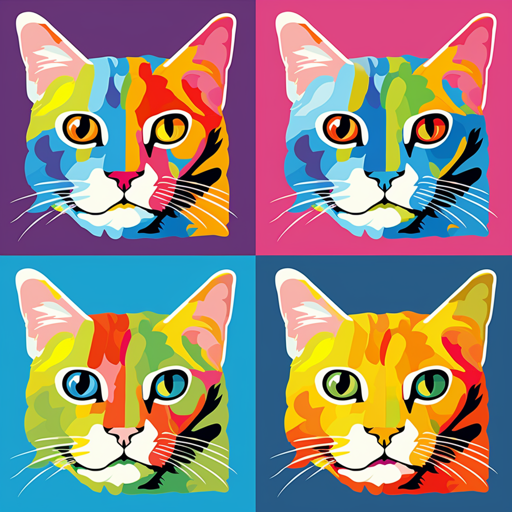 Cute cat in futurist pop art style