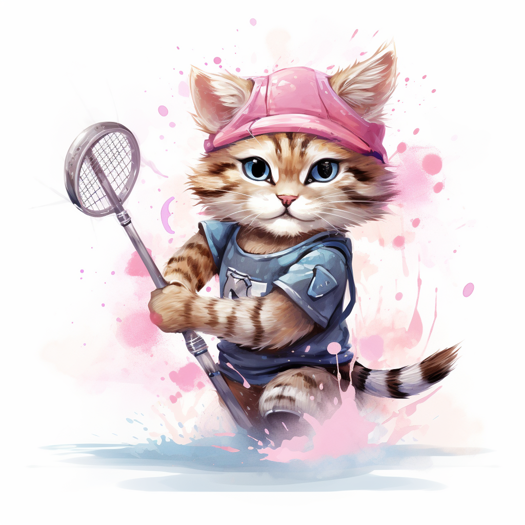 Cute girl cat playing lacrosse