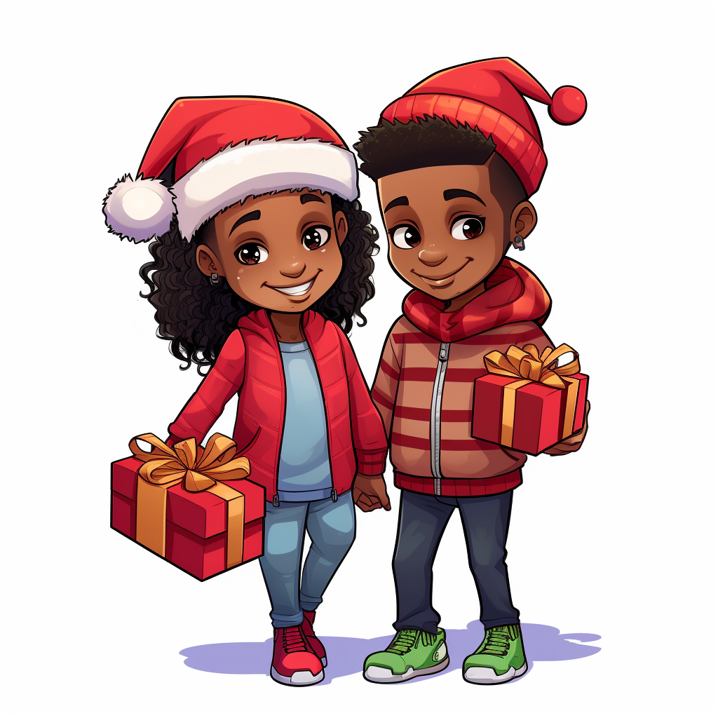 joyful african american kids with presents