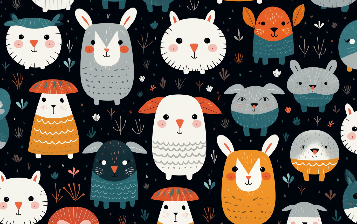 Cute animal graphic design pattern