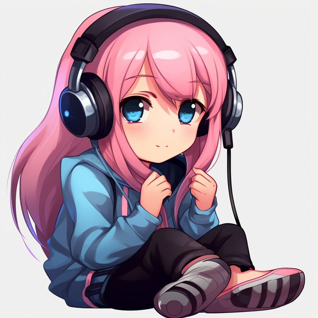 Clipart of a cute anime gamer girl