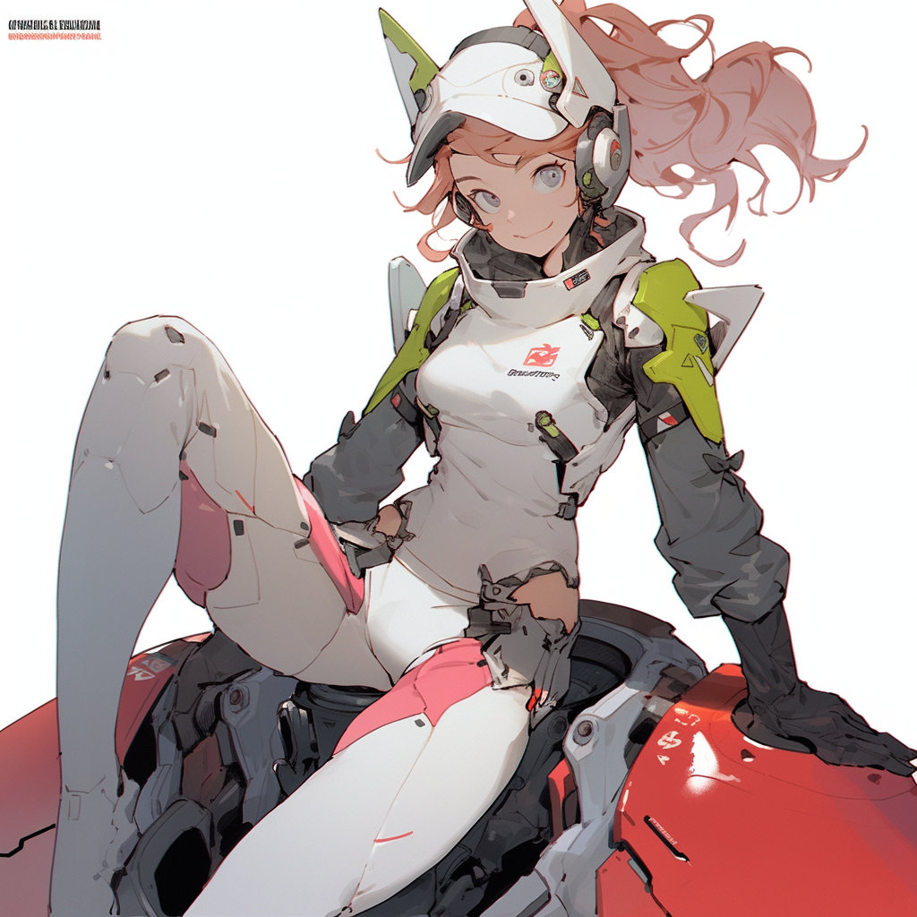 Cute anime girl in mech suit smiling