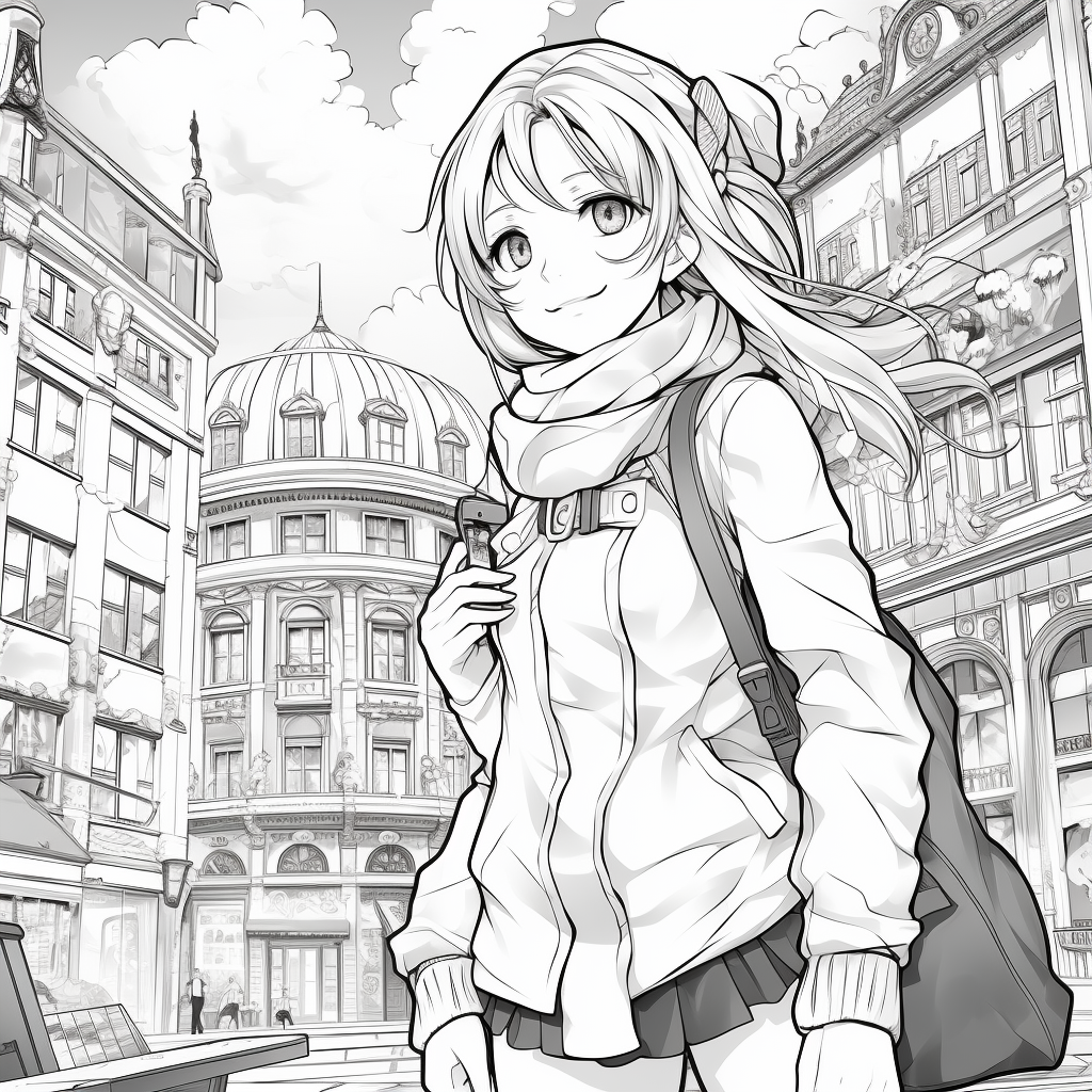 Cute anime girl in urban setting