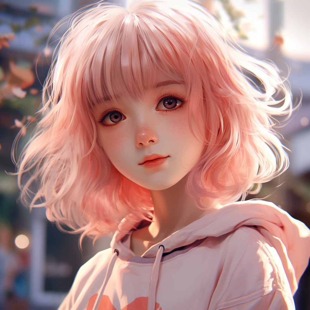 Adorable anime girl with flowers