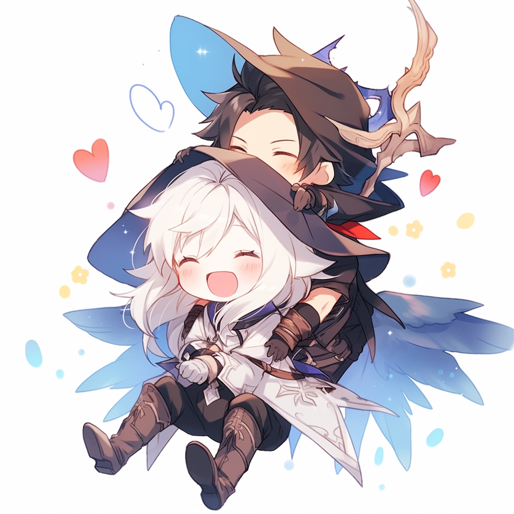 Cute assassin elf and paladin flying