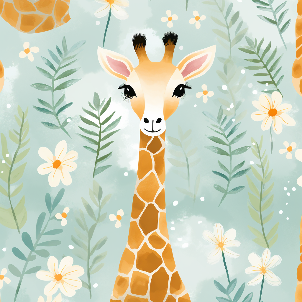 Cute Baby Boho Giraffes Pattern