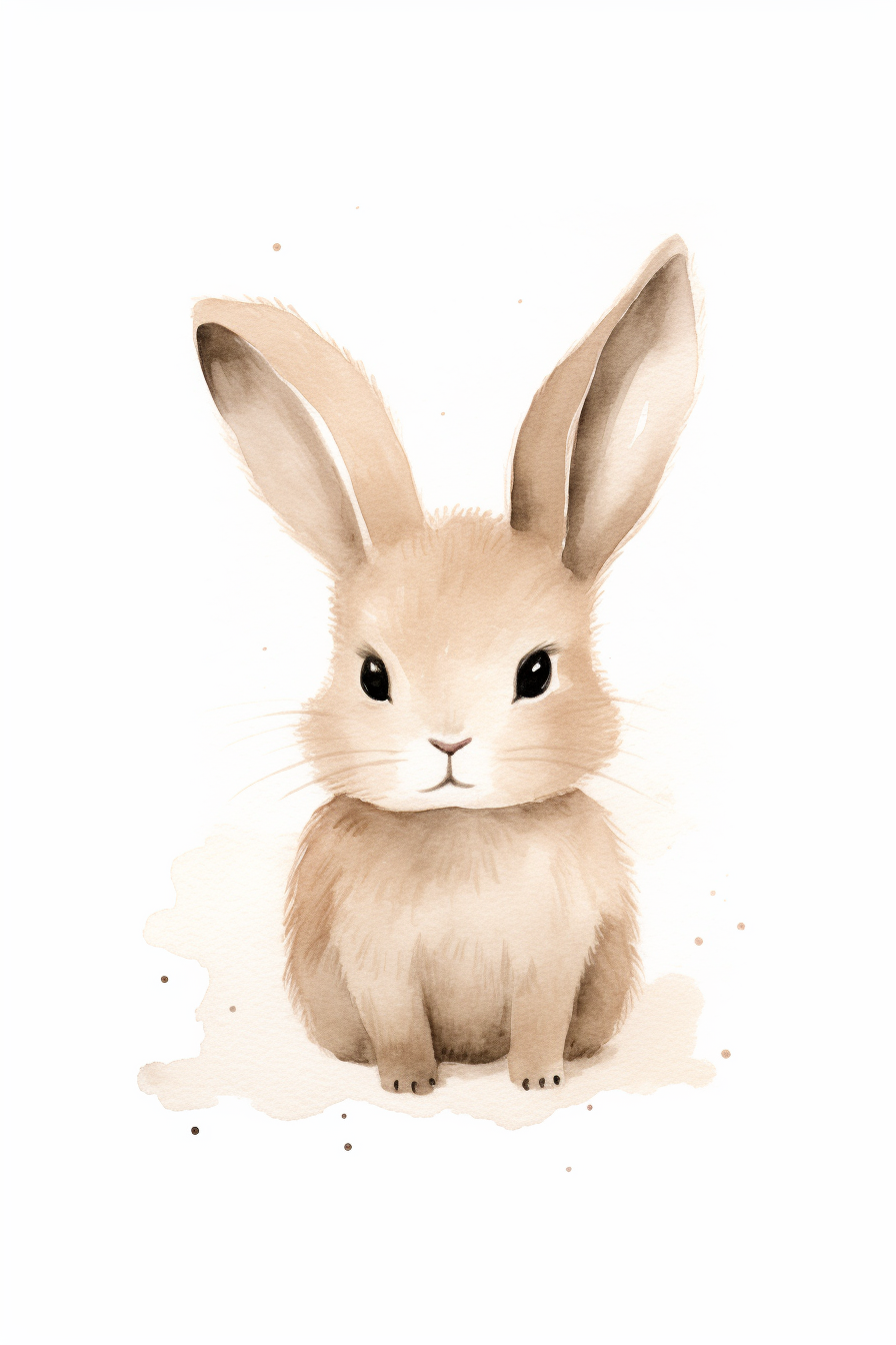 Cute Baby Bunny in Watercolor Art