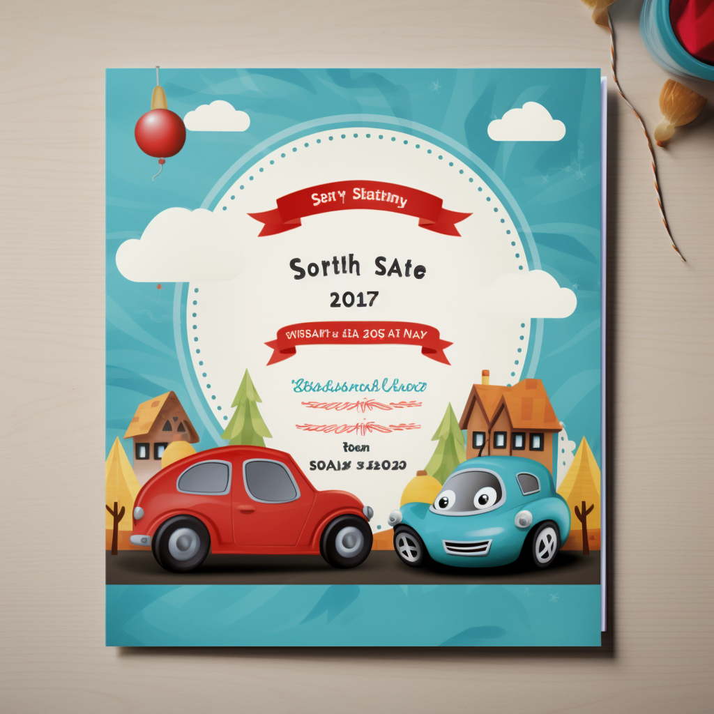 Cute baby birthday invitation with cars