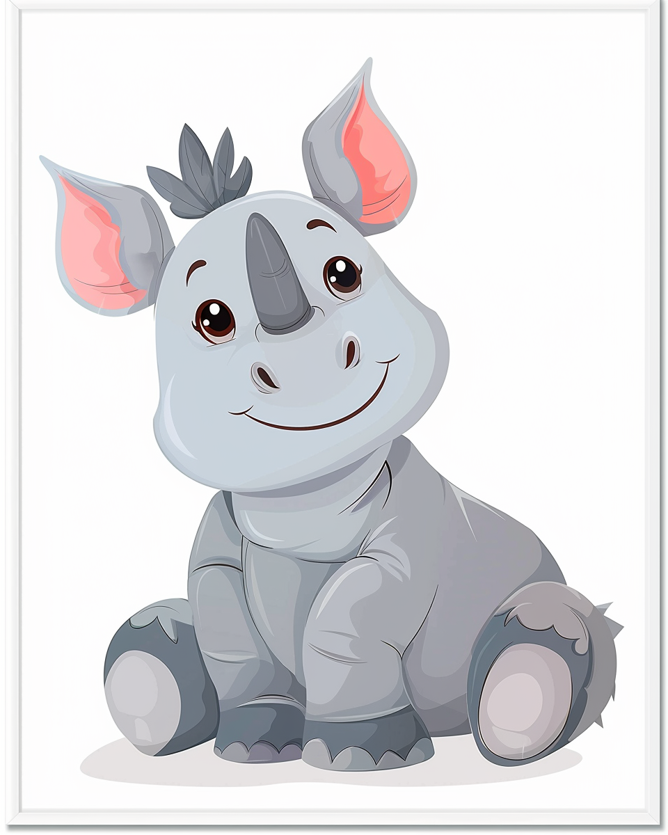 Adorable Cute Baby Cartoon Rhino