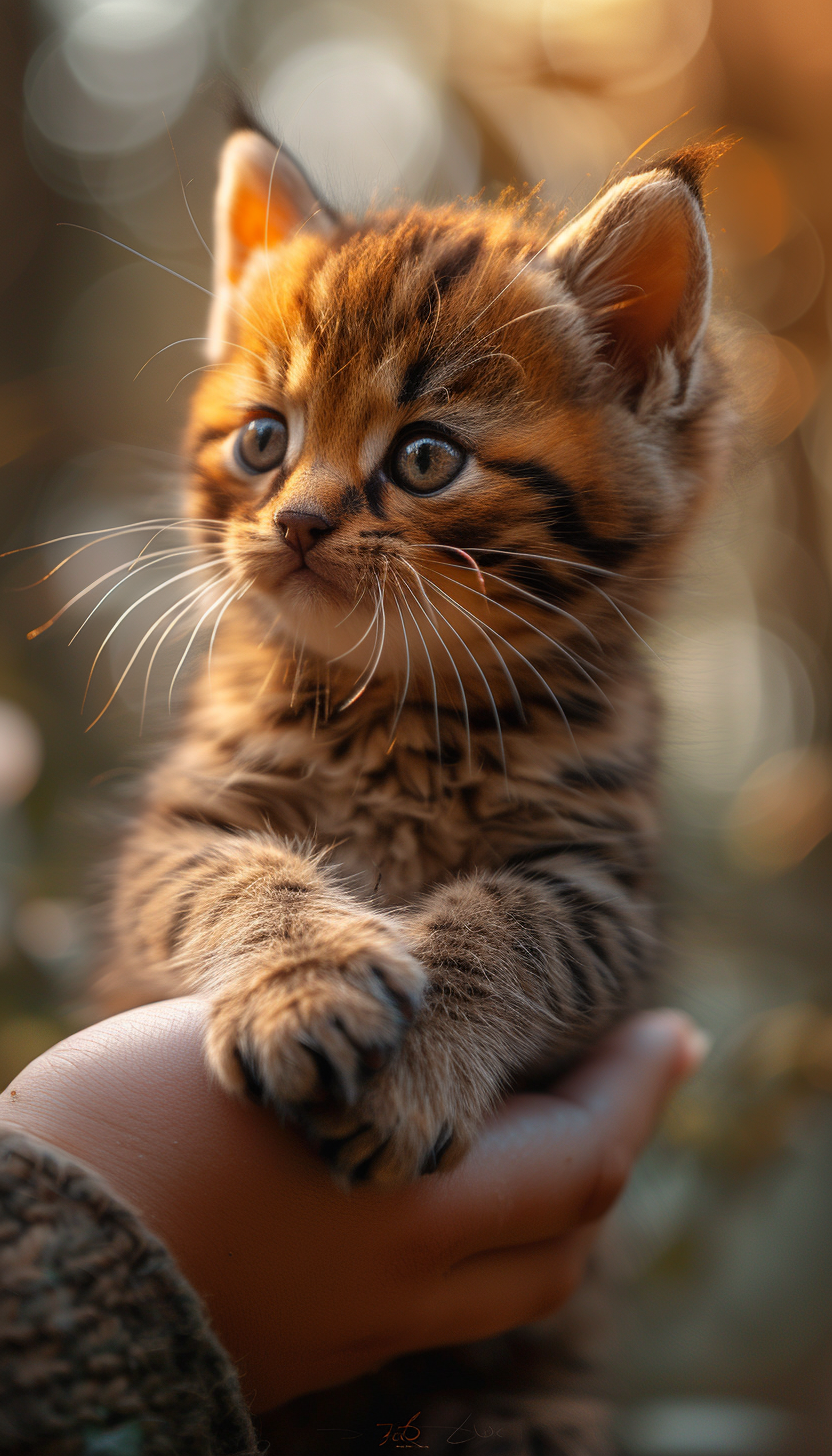 Adorable Baby Cat in Hand