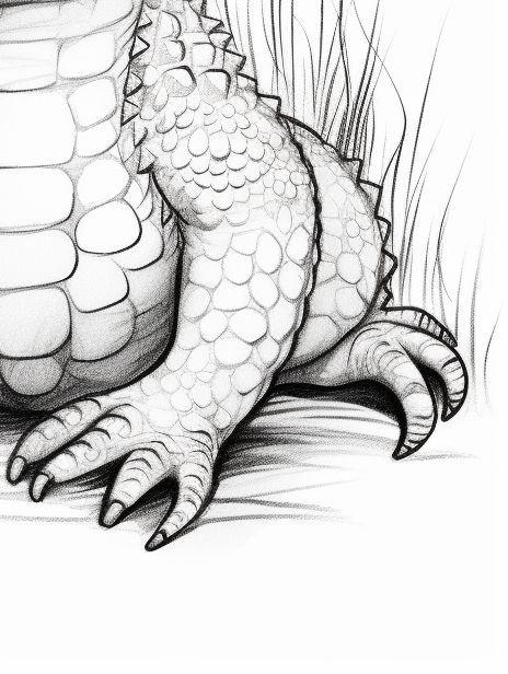 Cute baby crocodile coloring sketch