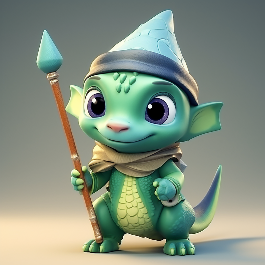 Cute Baby Dinosaur Wizard Animation