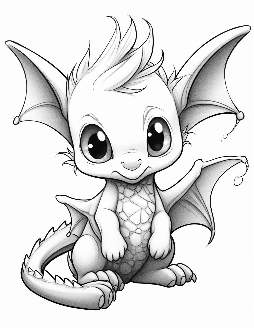 Cute baby dragon learning to fly