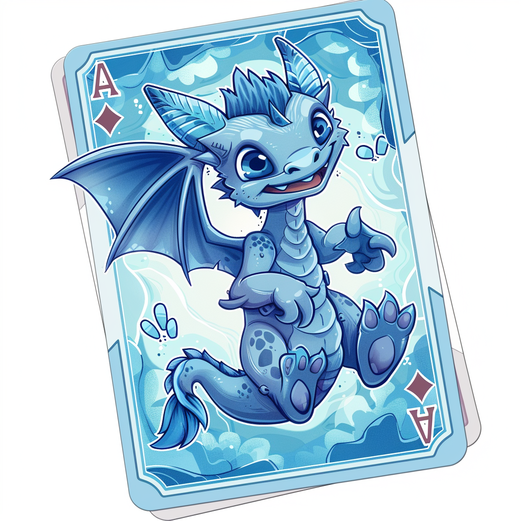 Cute baby dragon playing card art