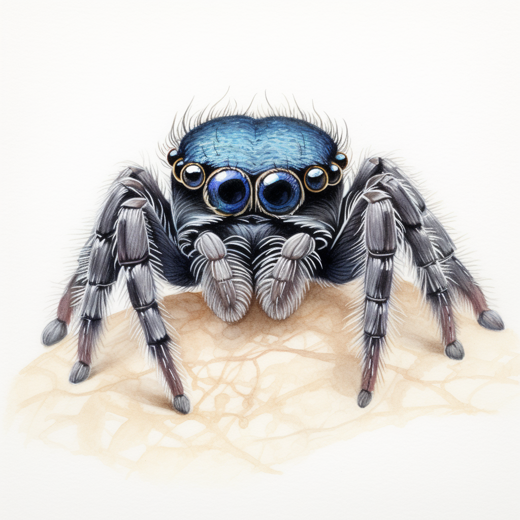 Beautiful Baby Jumping Spider in Watercolour