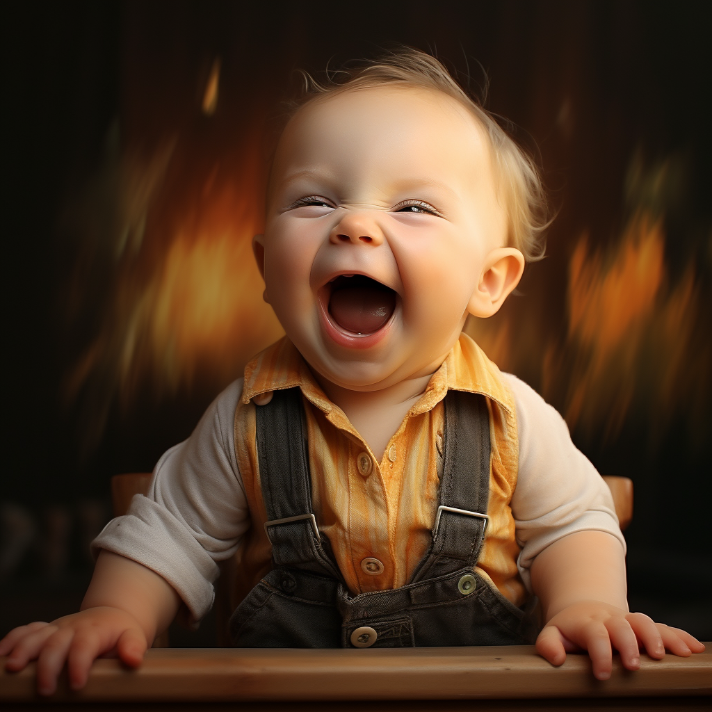 Adorable baby laughing joyfully