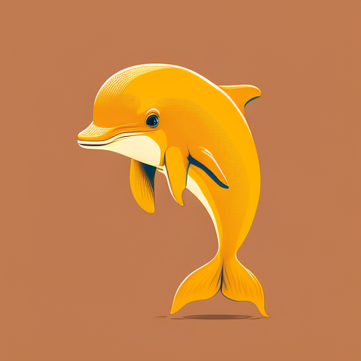 Cute baby orange dolphin standing