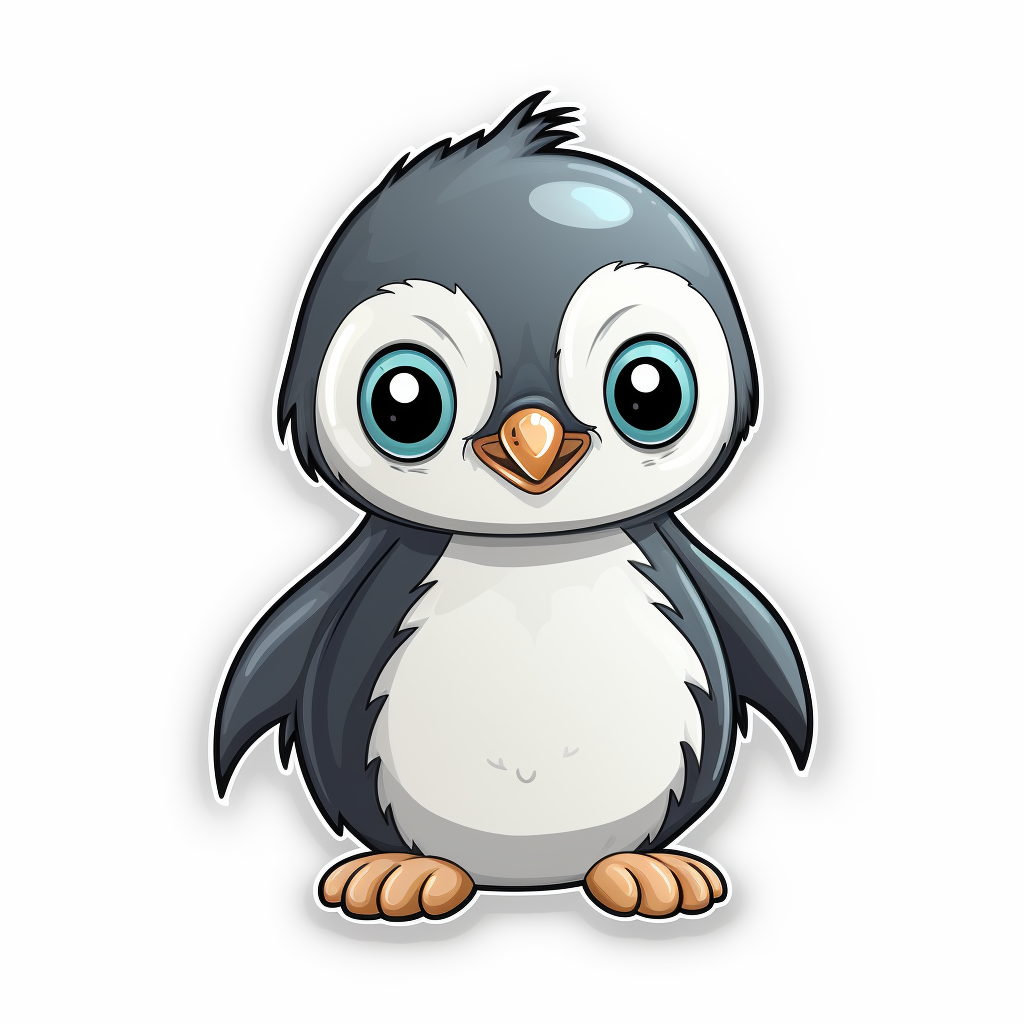 Cute baby penguin cartoon sticker