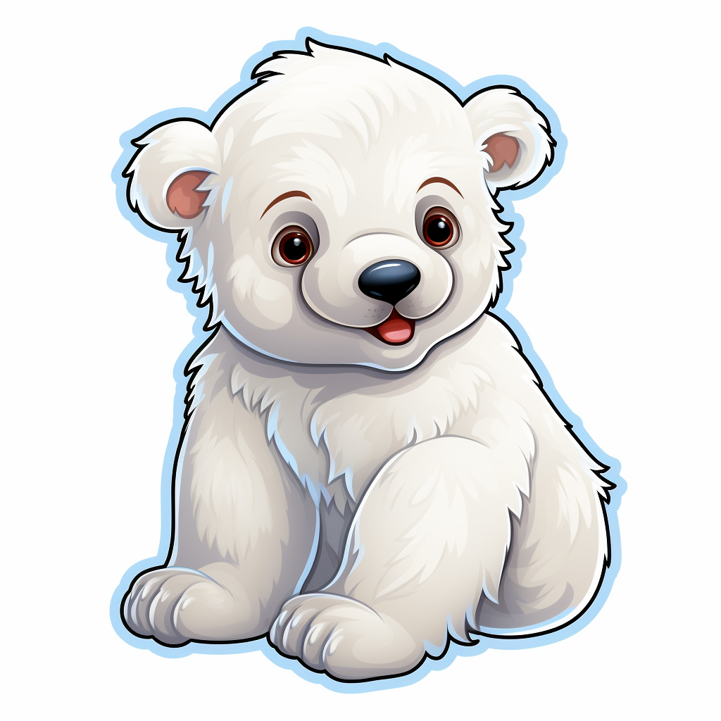 Cute baby polar bear cartoon image