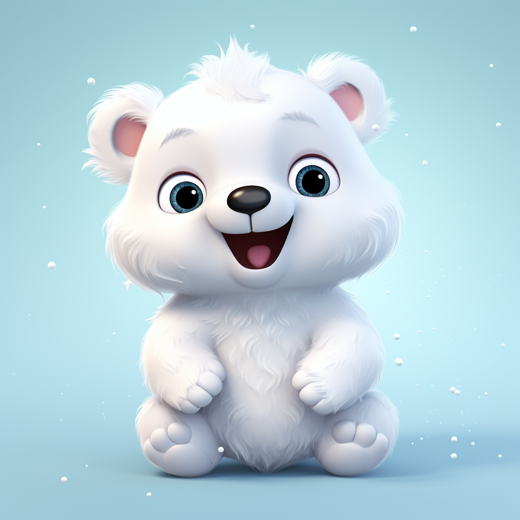 Cute polar bear sculpture with big head and big eyes