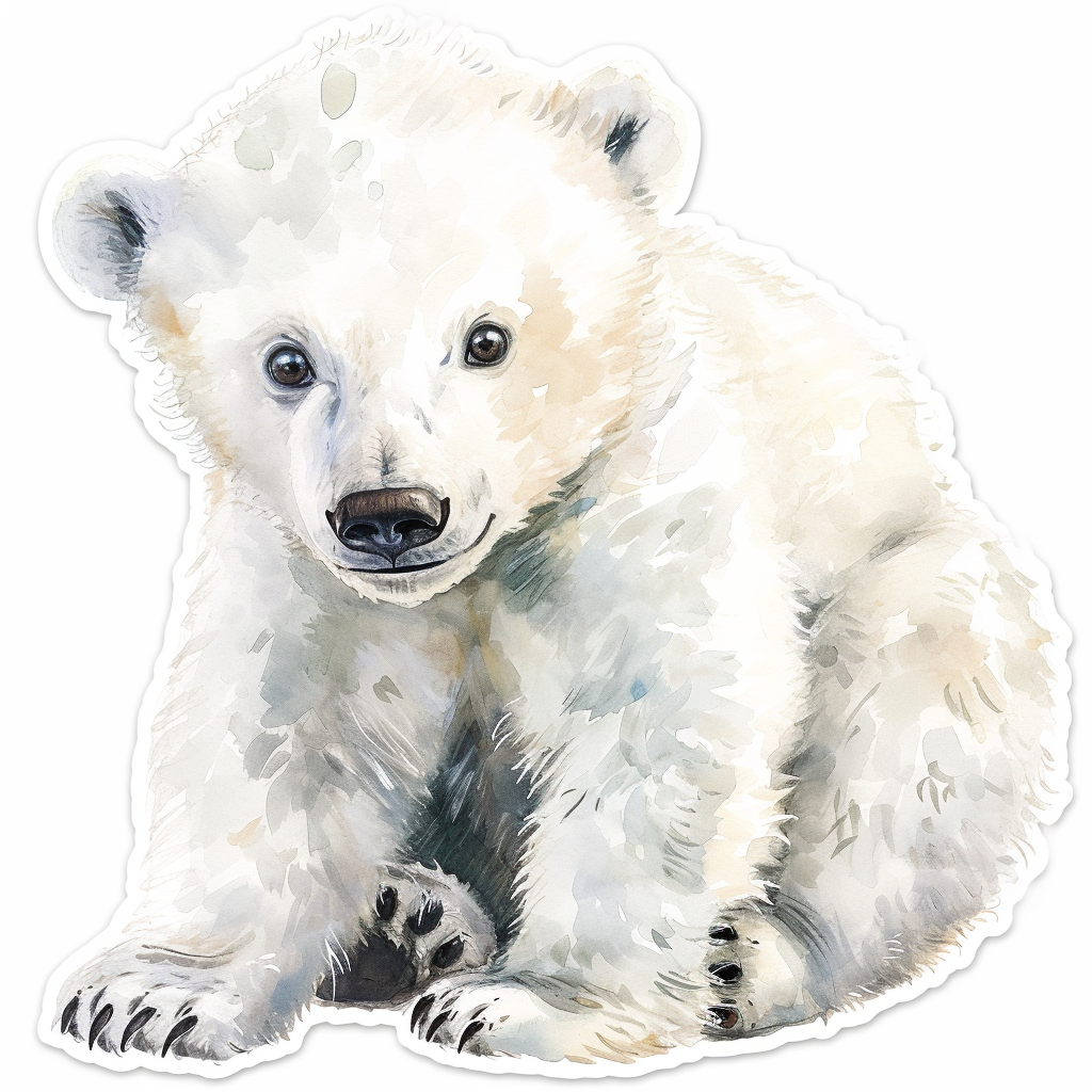 Sticker of a cute baby polar bear