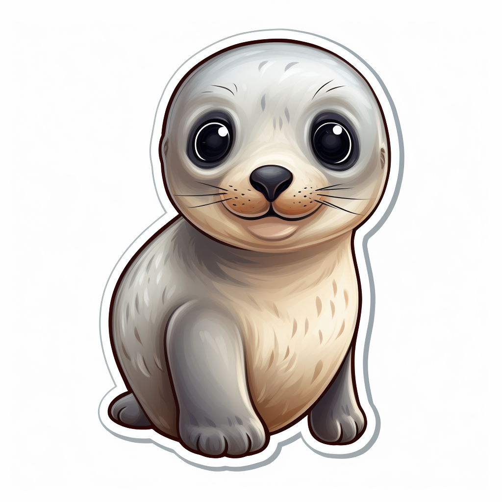 Adorable baby seal cartoon sticker