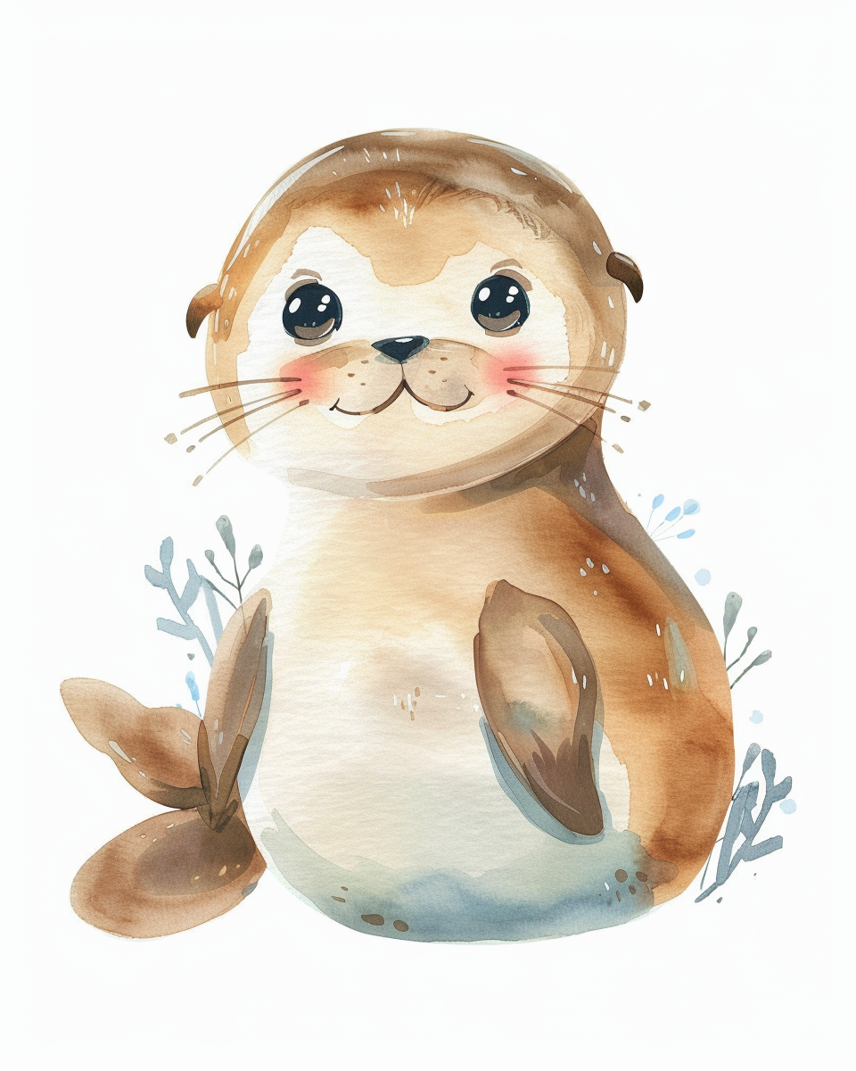 Cute baby seal cartoon poster