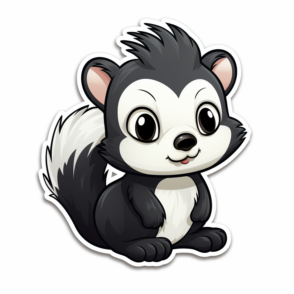 Cute baby skunk cartoon sticker